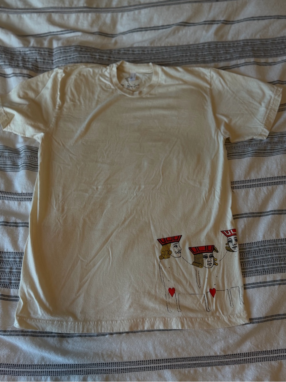 American Apparel Cream Short-Sleeve Tee with Playing Card Graphics